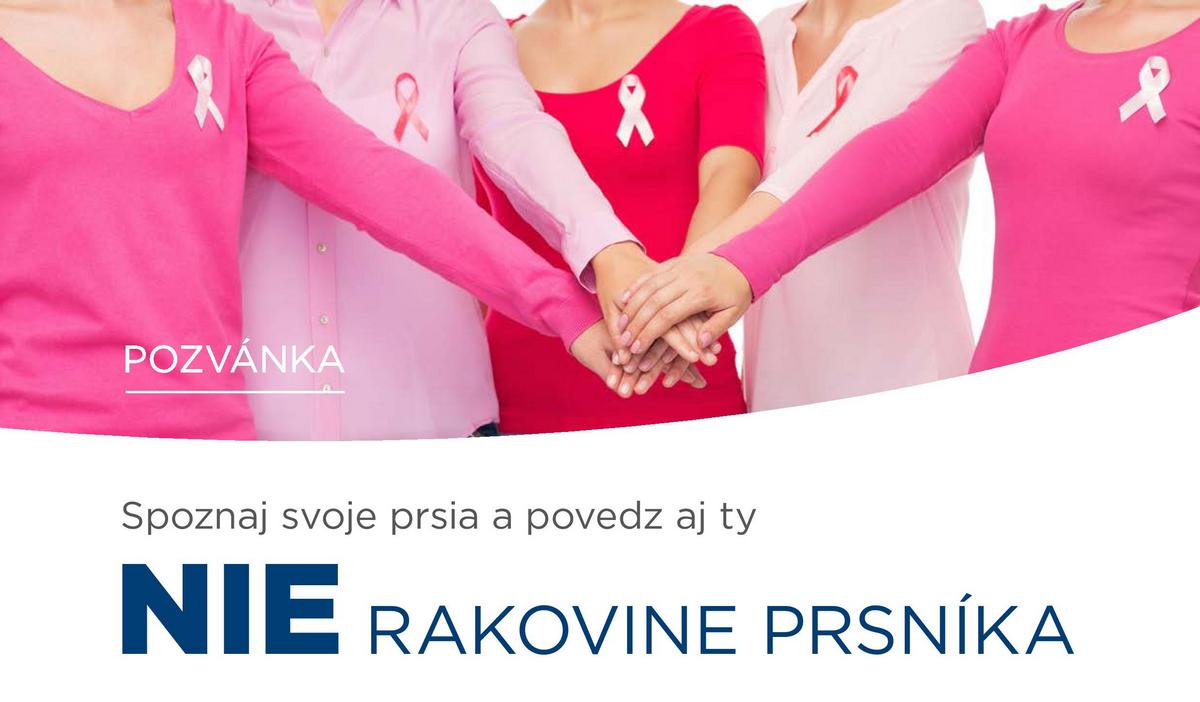Pozvánka - Povedz aj ty NIE rakovine prsníka - Nemocnica Trebišov